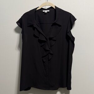 Calvin Klein Petite Black Ruffle Blouse